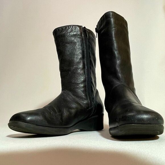 Capriglione Black Leather Fur Lined Boots - Picture 1 of 15